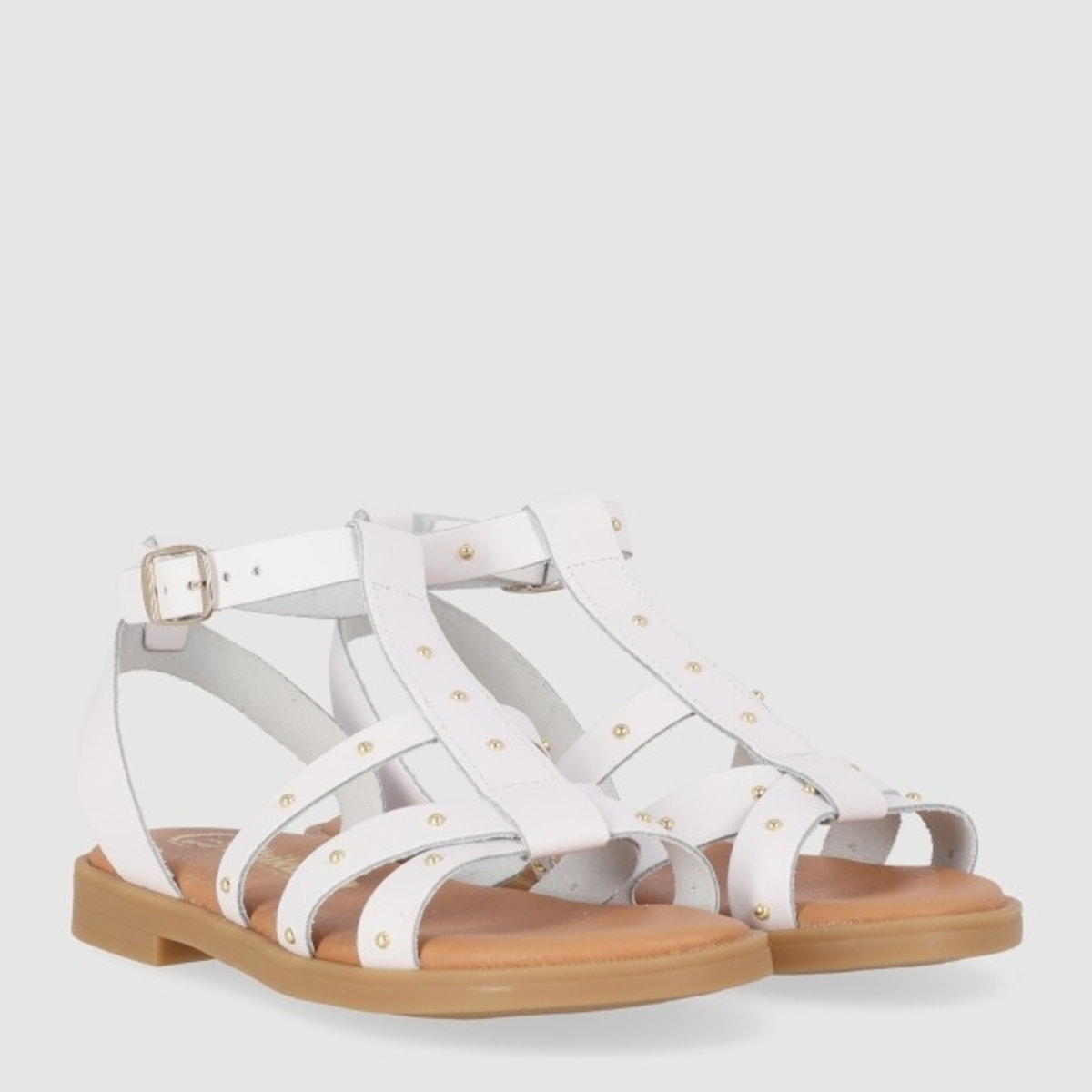 Sandalias de Piel - Blanco - Tacón: Bajo