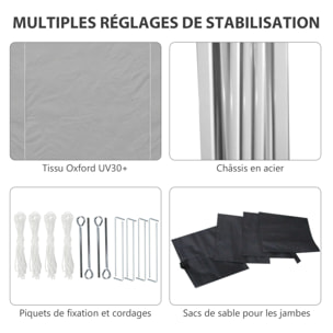 Tonnelle barnum pop-up pliant 2,98L x 2,98l x 2,75H m sacs de lestage et transport inclus gris