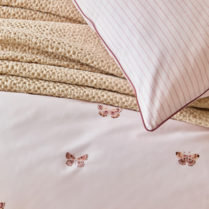 Parure de lit Housse de couette + Taie carrée en percale de coton, DÉLICATESSE, Rose foncé