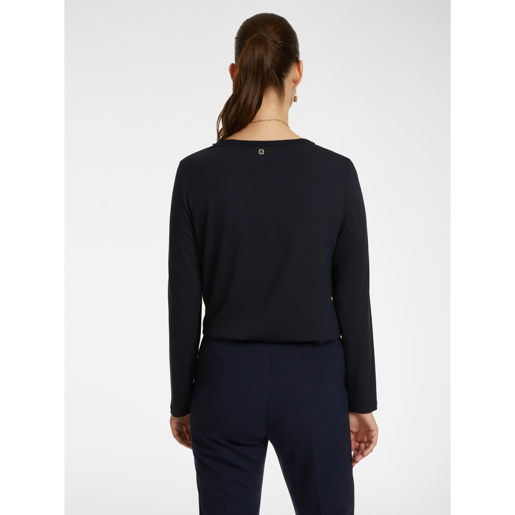 Elena Mirò - Camiseta en dos tejidos - Azul