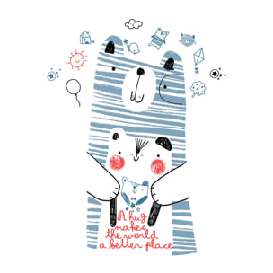 Cool Kids - Colcha Bouti Estampada - Reversible - Infantil - 100% Algodón - 70 gr/m² - Daddy Bear