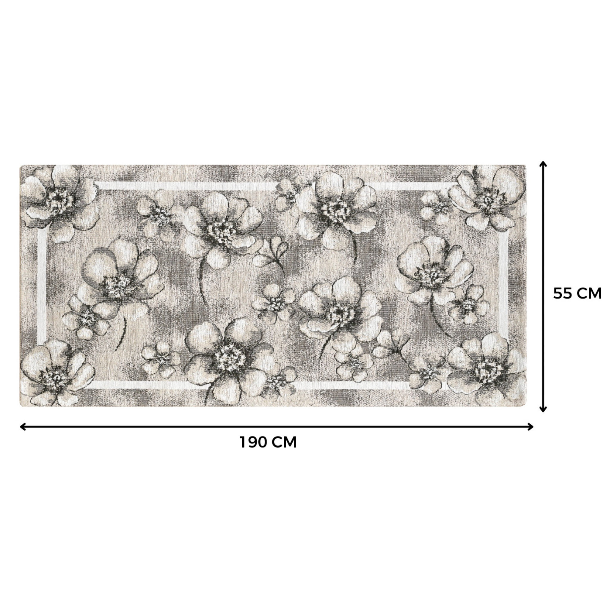 Tappeto Jacquard Ideale Cucina Ingresso Made In Italy Antiscivolo, Lavabile, Morbido Disegno Emily Grigio By Suardi