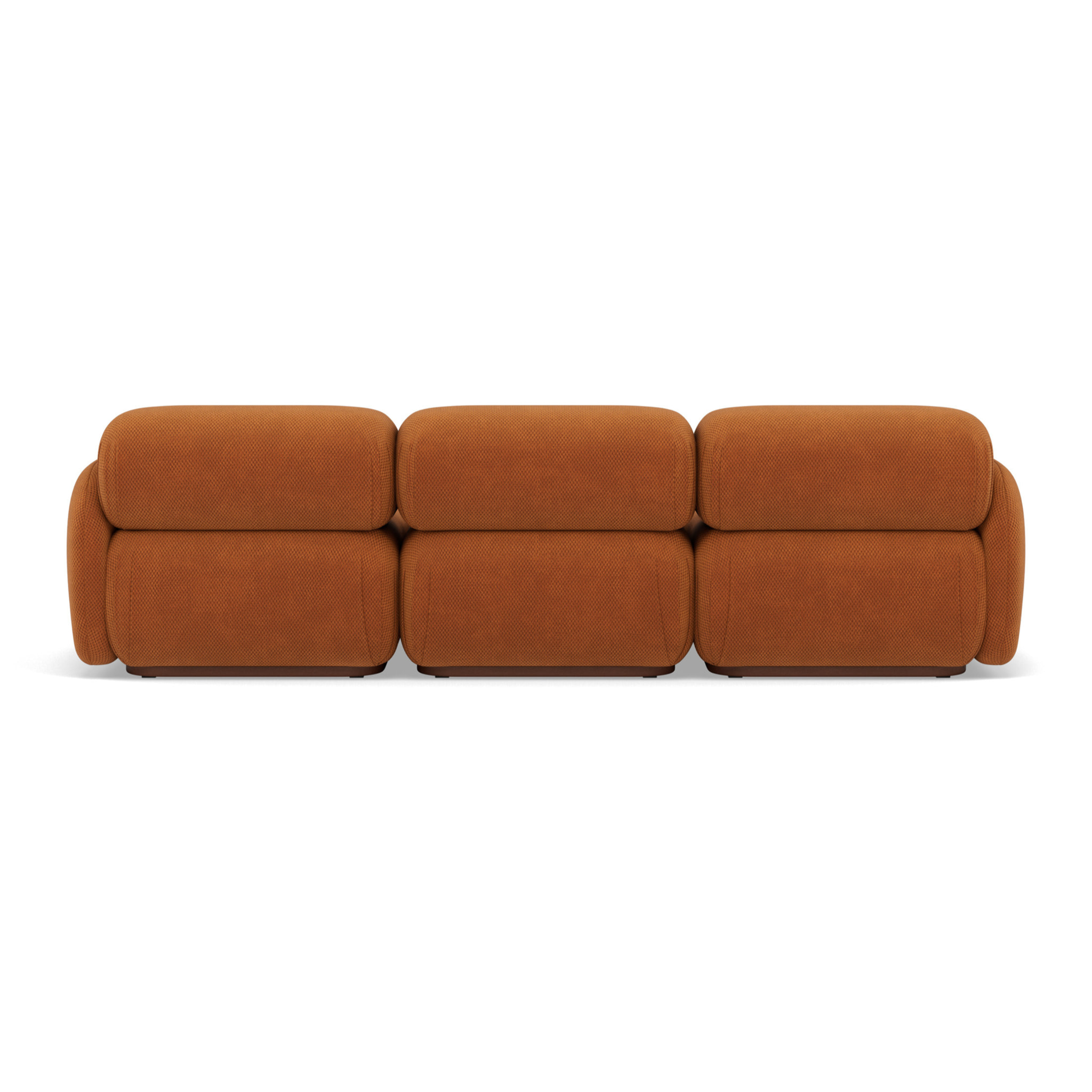 Penelope - canapé droit modulable 3 places en velours texturé - Terracotta