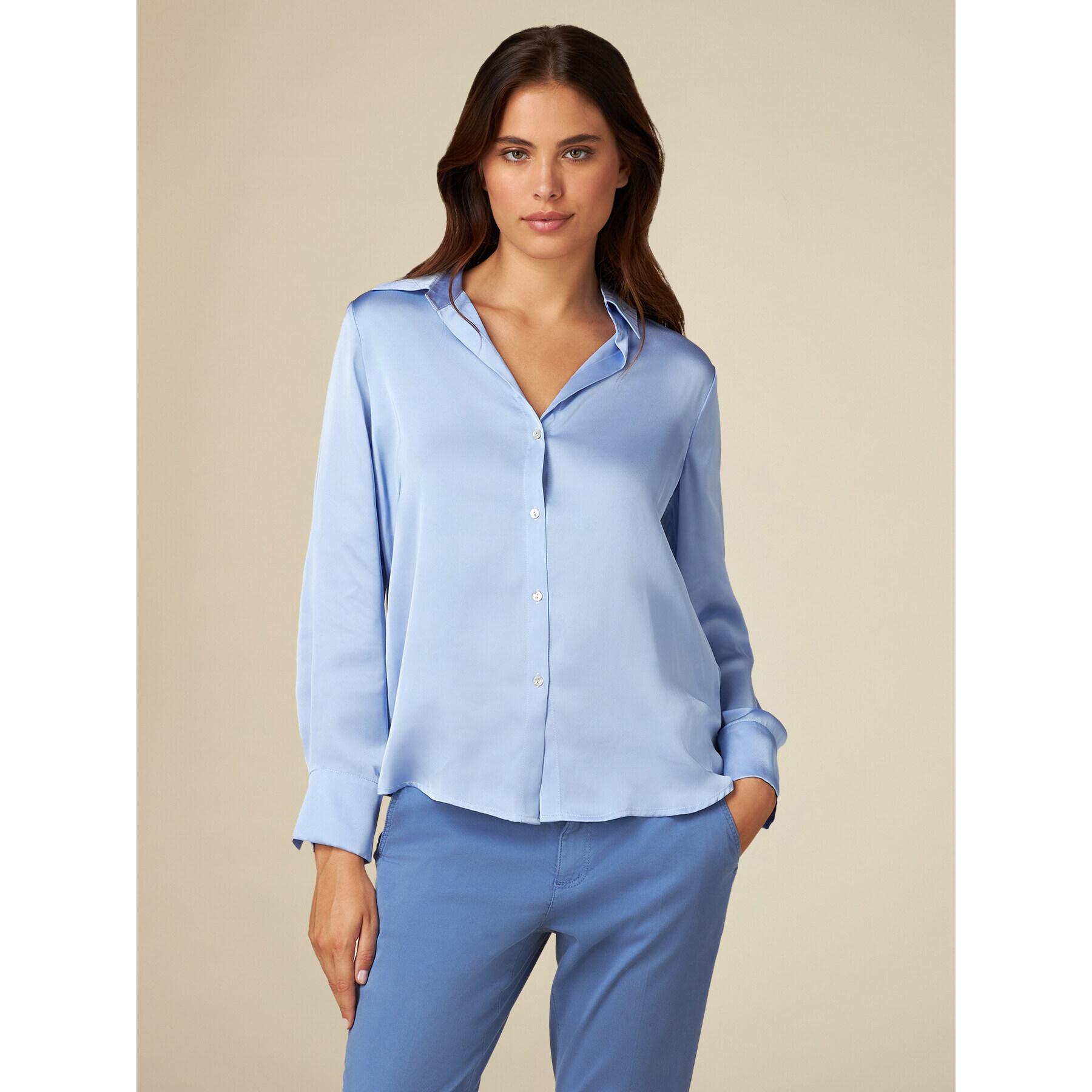 Oltre - Camicia in raso - Azzurro