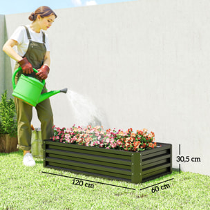 Jardinera Exterior Grande de Acero Galvanizado, Huerto Urbano Elevado para Cultivar Plantas, Flores, Hierba, Macetero Exterior Rectangular con Fondo Abierto, 120x60x30,5 cm, Gris