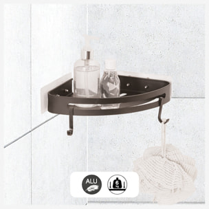 Étagère de douche d'angle stick adhésif noir "Blackalu"