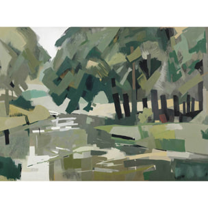 Papier peint Sous-bois cubiste vert olive Intissé