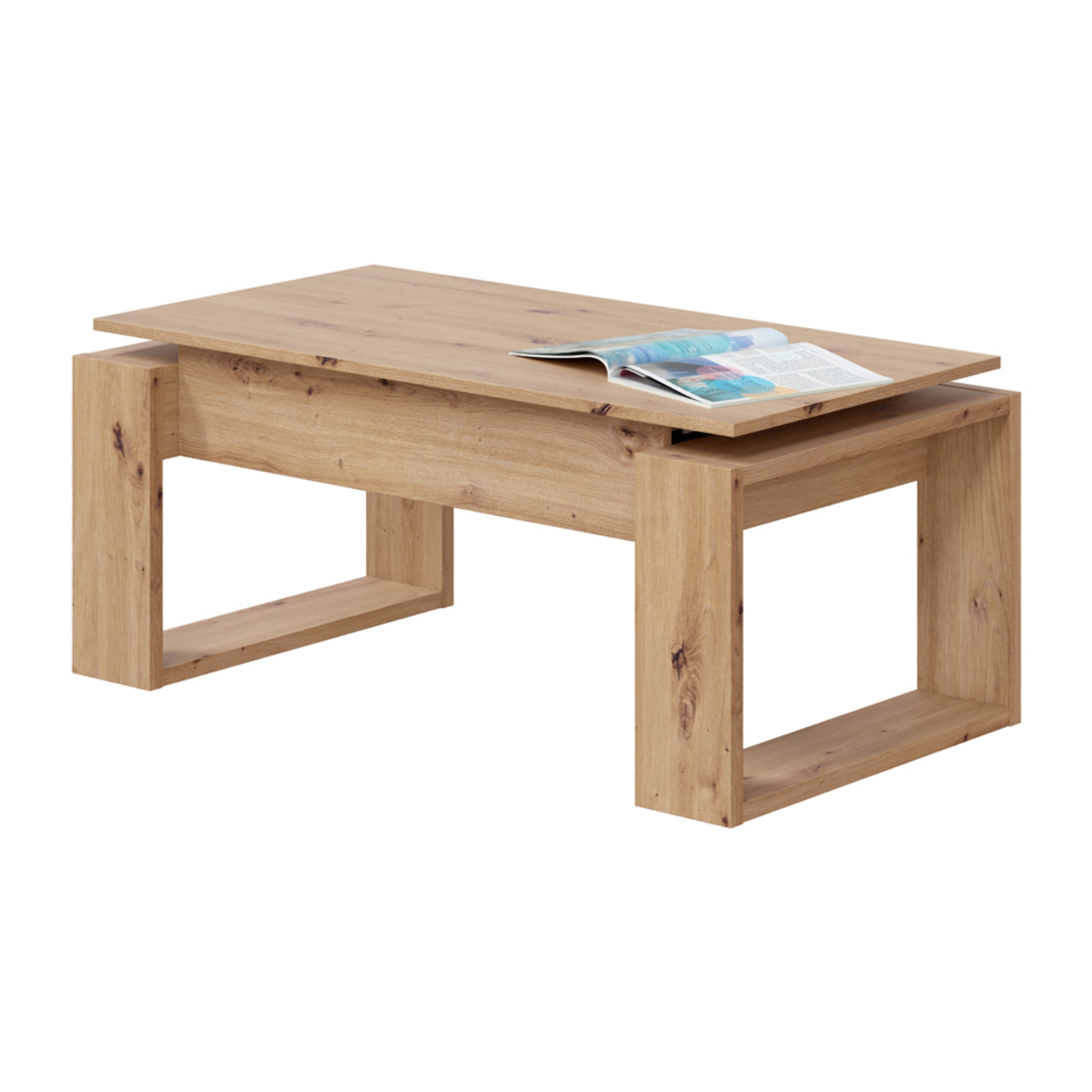 Mesa Centro Elevable 45x105x55 Cm Roble Nodi