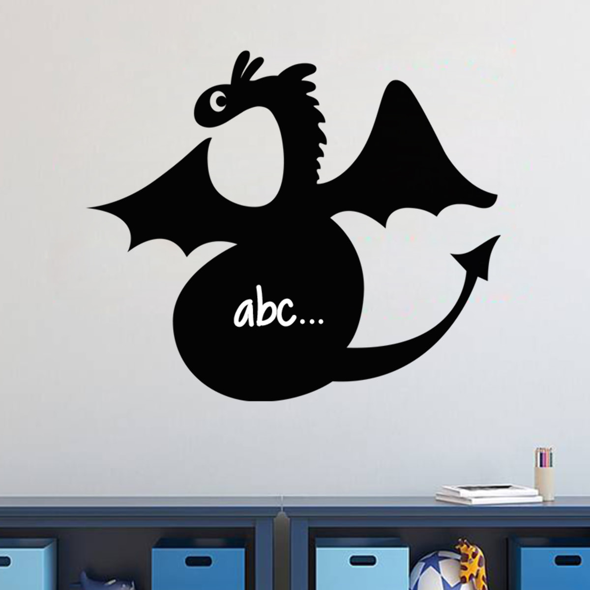 Sticker ardoise tableau noir - stickers muraux adhésif effaçable - SILHOUETTE DRAGON