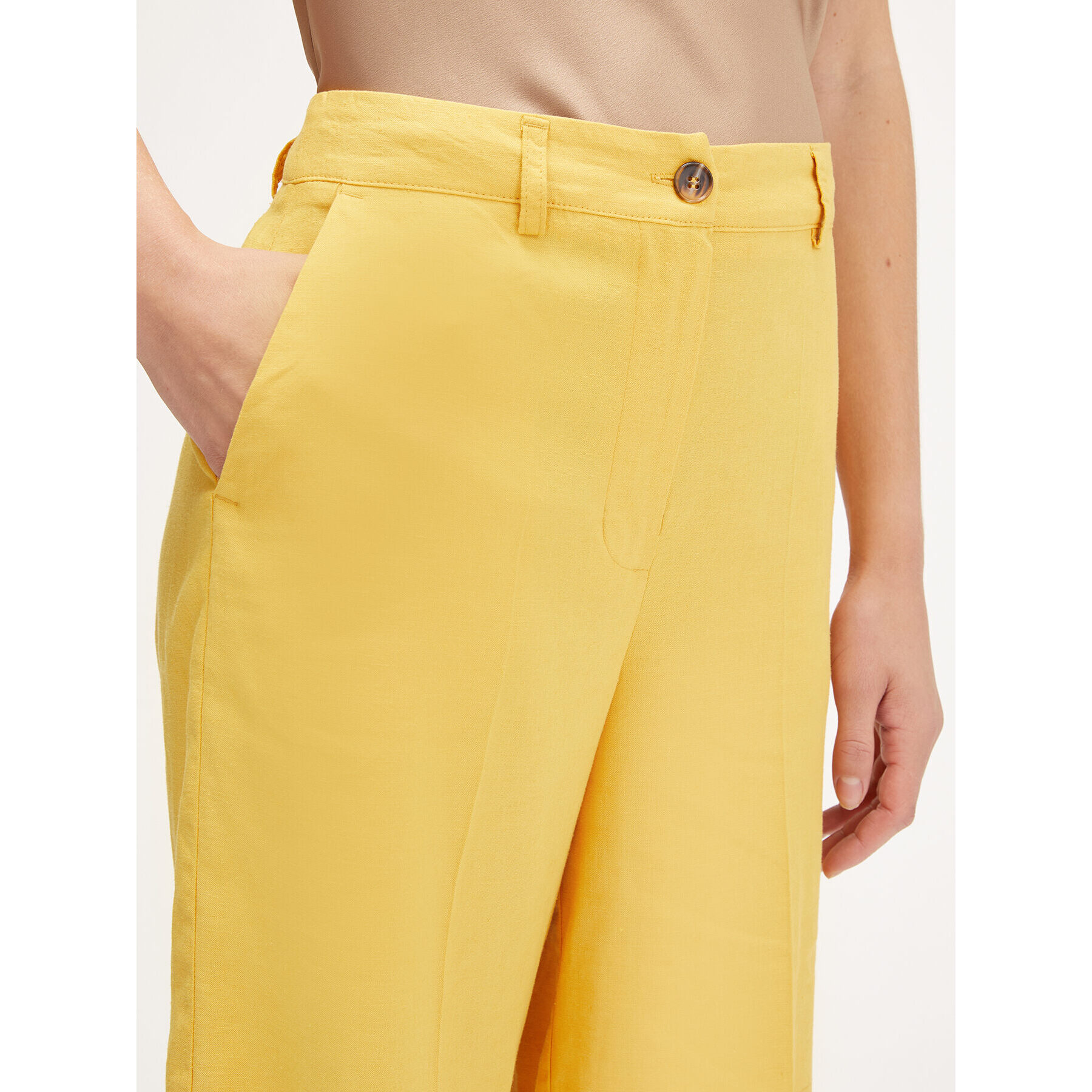 Motivi - Bermudas en viscosa de lino - Amarillo