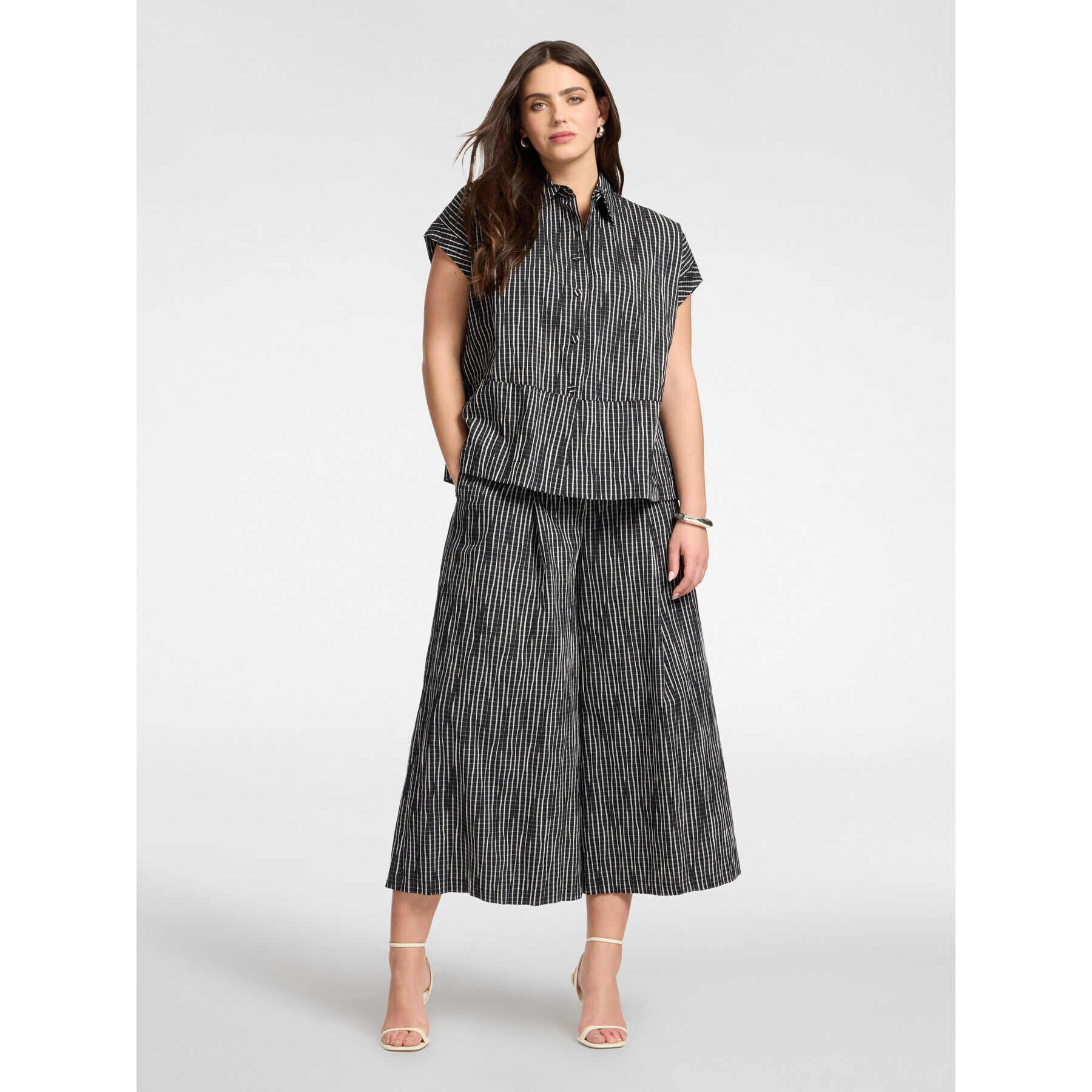 Elena Mirò - Camisa de algodón teñido en hilo - Negro