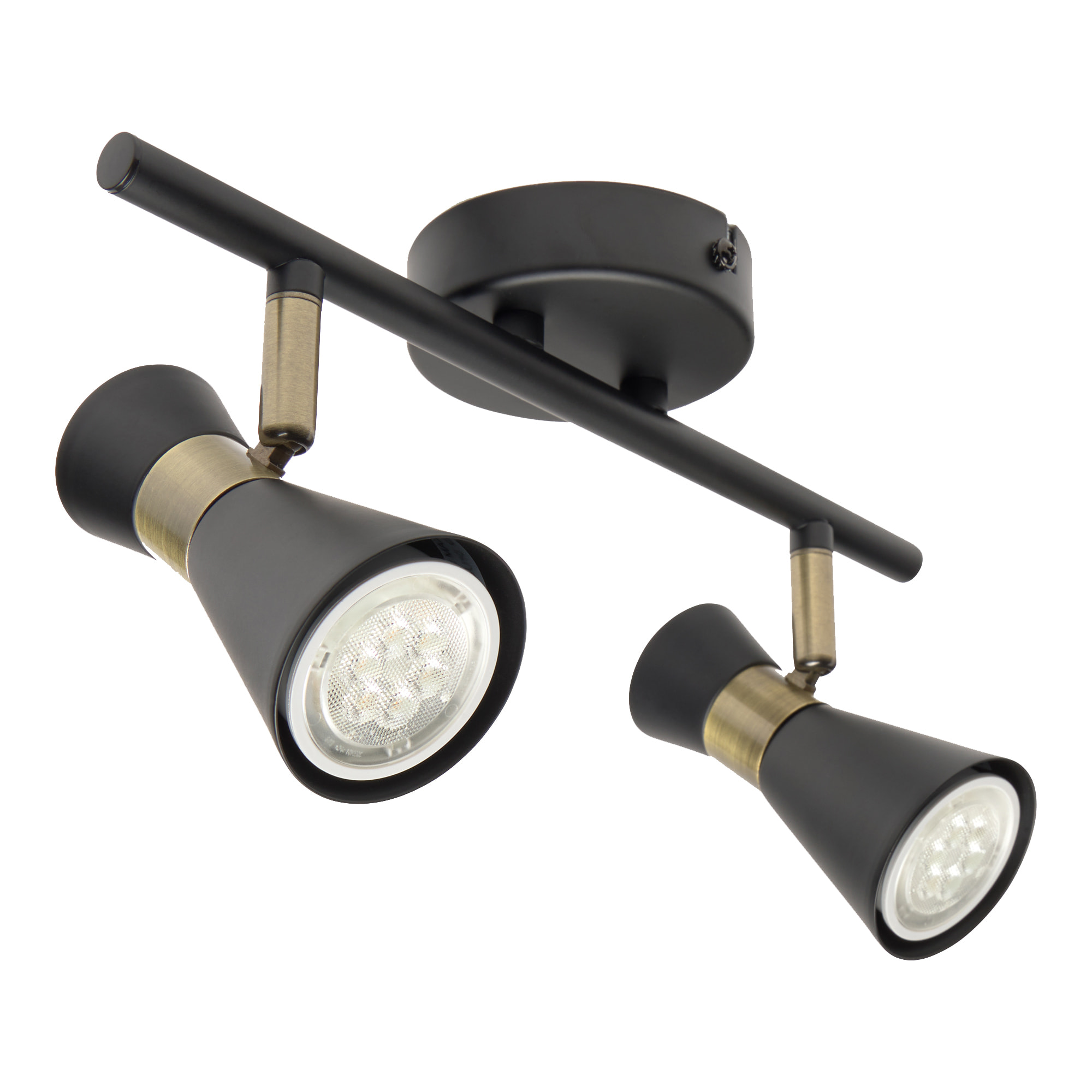 Forlight Eufo lampara aplique doble negro con acabado oro para bombilla GU10