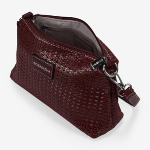Bolso de hombro burdeos pequeño con trenzado