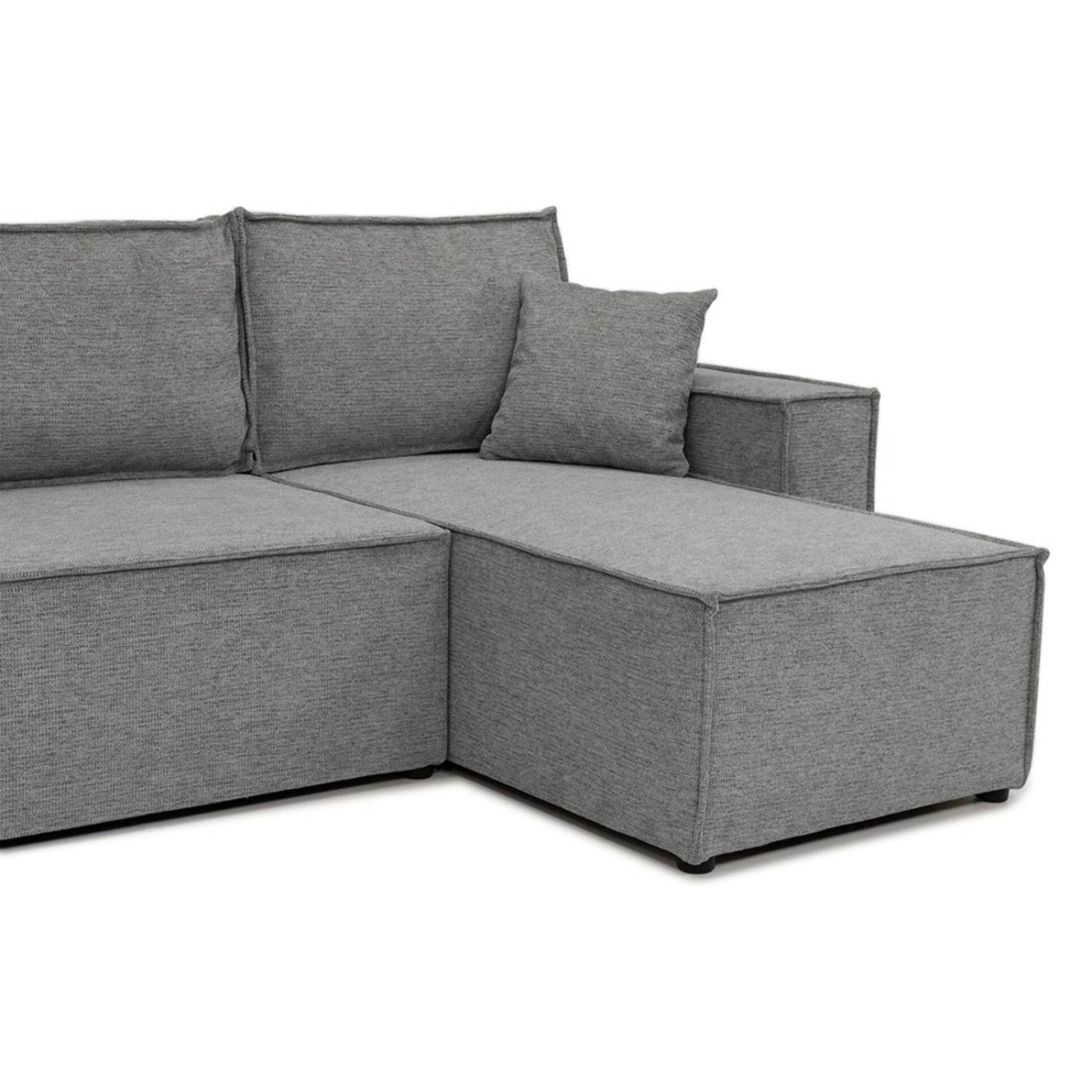 Cezanne - Canapé panoramique en U 7 places convertible avec coffre en tissu texturé - Gris