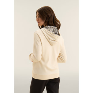 Tuta con zip e cappuccio con interno animalier