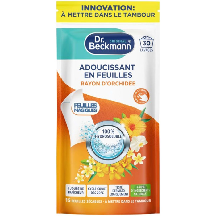 Adoucissant DR BECKMANN Feuilles Magiques - Adoucissant en Feuilles - Rayon d'Orchidée x30 lavages
