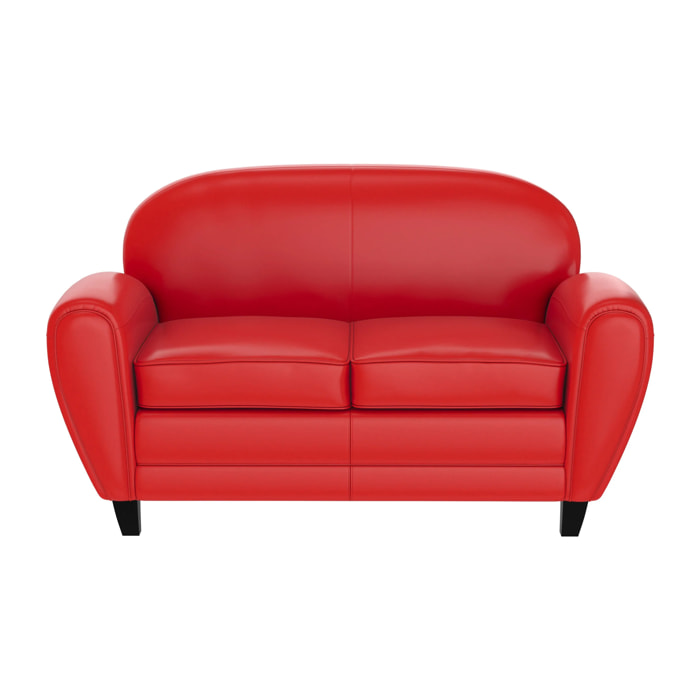 Canapé 2 places rouge en croute de cuir enduite - Club