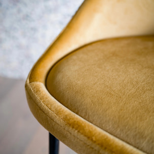 Lot de 2 chaises pour îlot central 65 cm en velours jaune - Misty