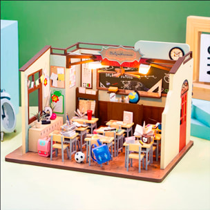 Clase de escuela. Maqueta 3D realista con gran detalle y luces led.