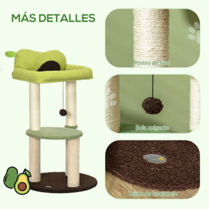 Árbol Rascador para Gatos Altura 83 cm con Cama Forma de Aguacate Bola Colgante