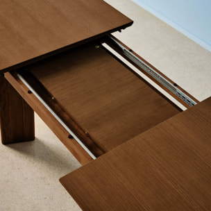 Table à manger rectangulaire extensible bois d'hévéa et placage chêne 6-8 places ALBANE