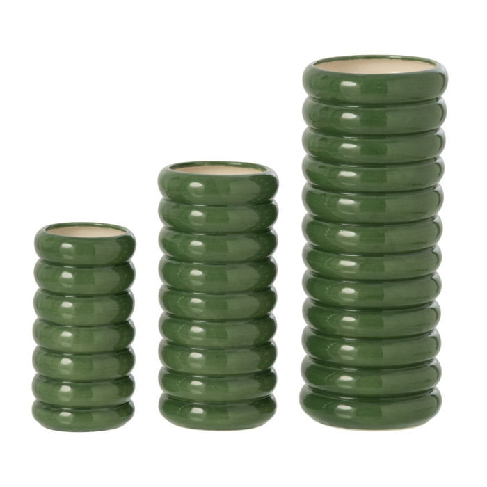 J-Line Vase Alba - porcelaine - vert - set de 3