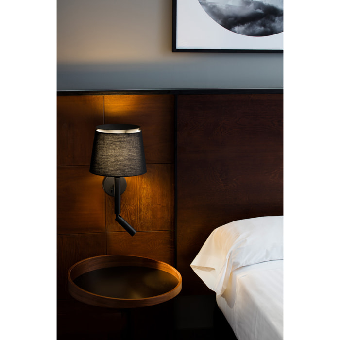 SAVOY Lampe applique avec lecteur noire/noire