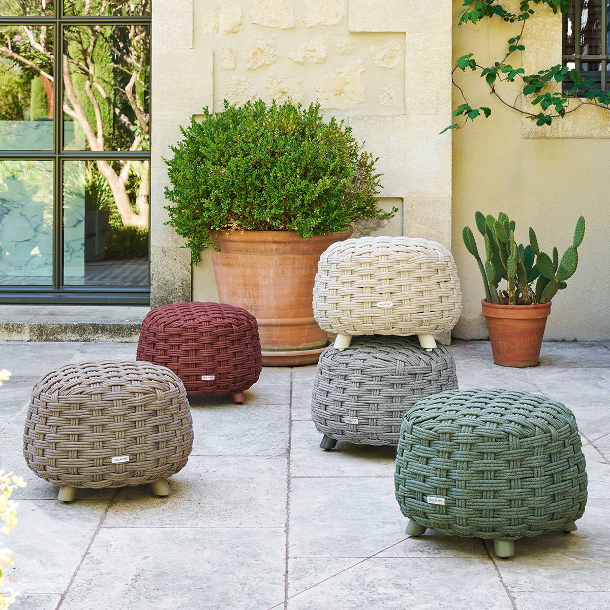 Pouf de jardin Obbae vert laurier