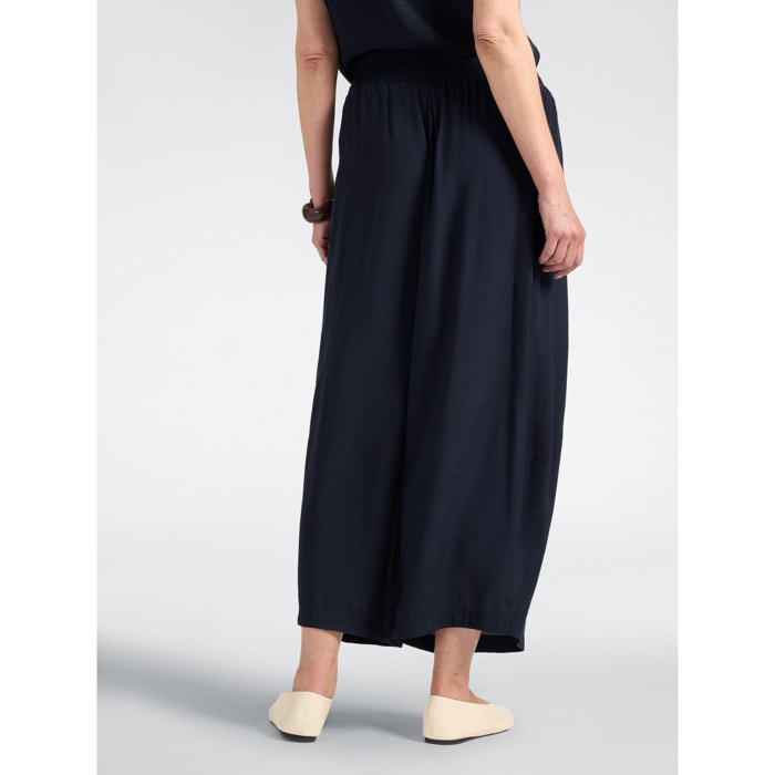 Elena Mirò - Pantaloni palazzo con vita smock - Blu