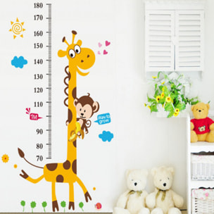 Stickers Muraux décoration adhésifs toise singe et girafe