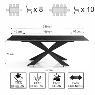 Tomasucci Table extensible MELVIN EVO 160 BLACK MARBLE - NOIR