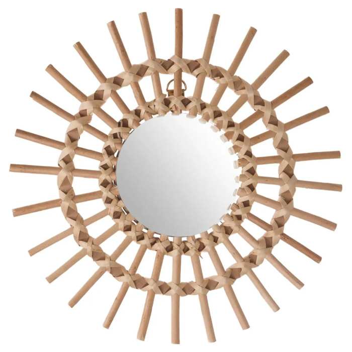 Miroir "Soleil" - rotin - D30 cm
