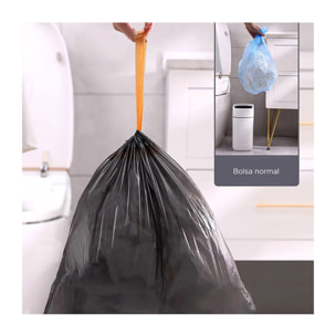 Joybos - 5 rollos de bolsas de basura negras con cordón