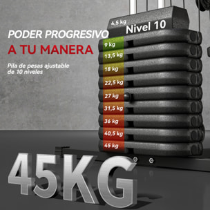 Multiestación Musculación, Máquina de Musculación con Prensa de Pecho, Placas de Peso de 45 kg, Curl de Piernas y Polea Mariposa, Carga 100 kg, para Entrenamiento Casa Gimnasio, Negro