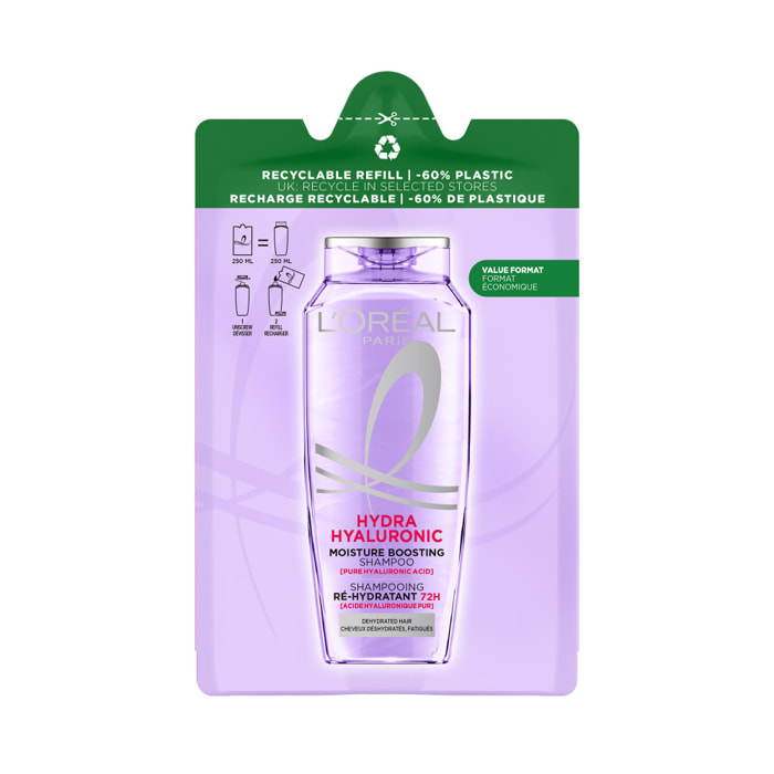 Lot de 6 - L'Oréal Paris Elseve Hyaluron Repulp Eco-recharge Shampooing Ré-Hydratant 72H 250ml