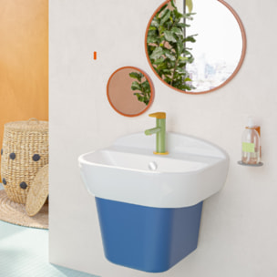 Lavabo pour enfant VITRA Sento Kids 45 cm + cache siphon bleu + Mitigeur lavabo Sento Kids + siphon et bonde WIRQUIN