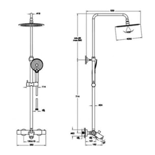 Colonne bain douche thermostatique VITRA Aquaheat Bliss 250 B