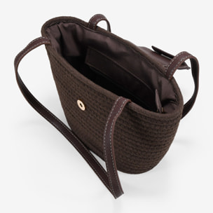 Bolso de hombro marrón con solapa