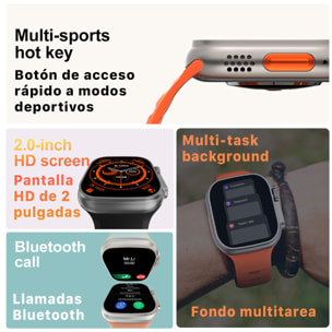 Smartwatch TRAIL DAM8 con schermo HR da 2 pollici e funzione Always-On. Widget personalizzabili. Cinturino in nylon.