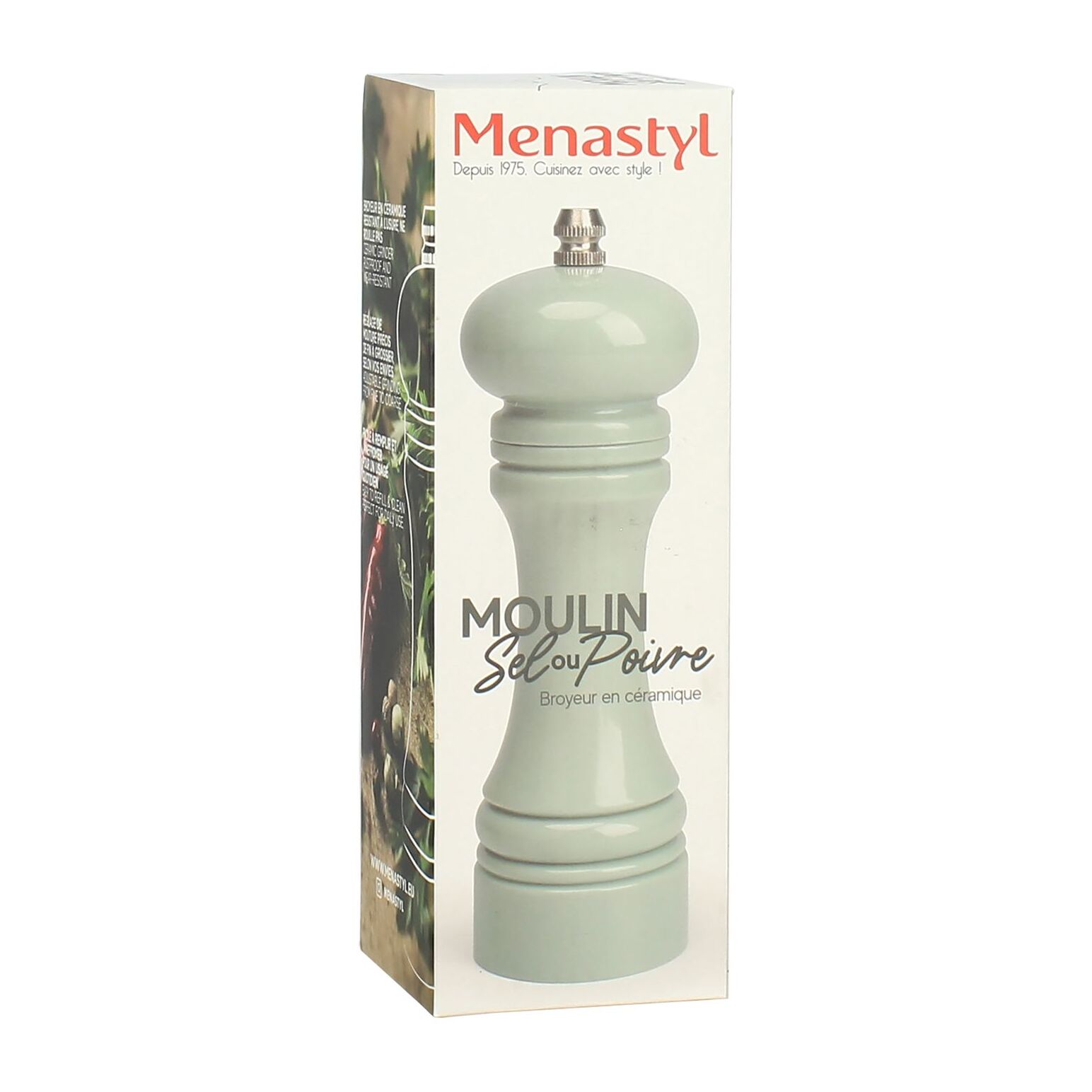 Moulin à sel ou poivre en plastique céladon