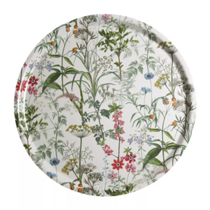 Plateau bois imprimé rose vert Prairie legere beige