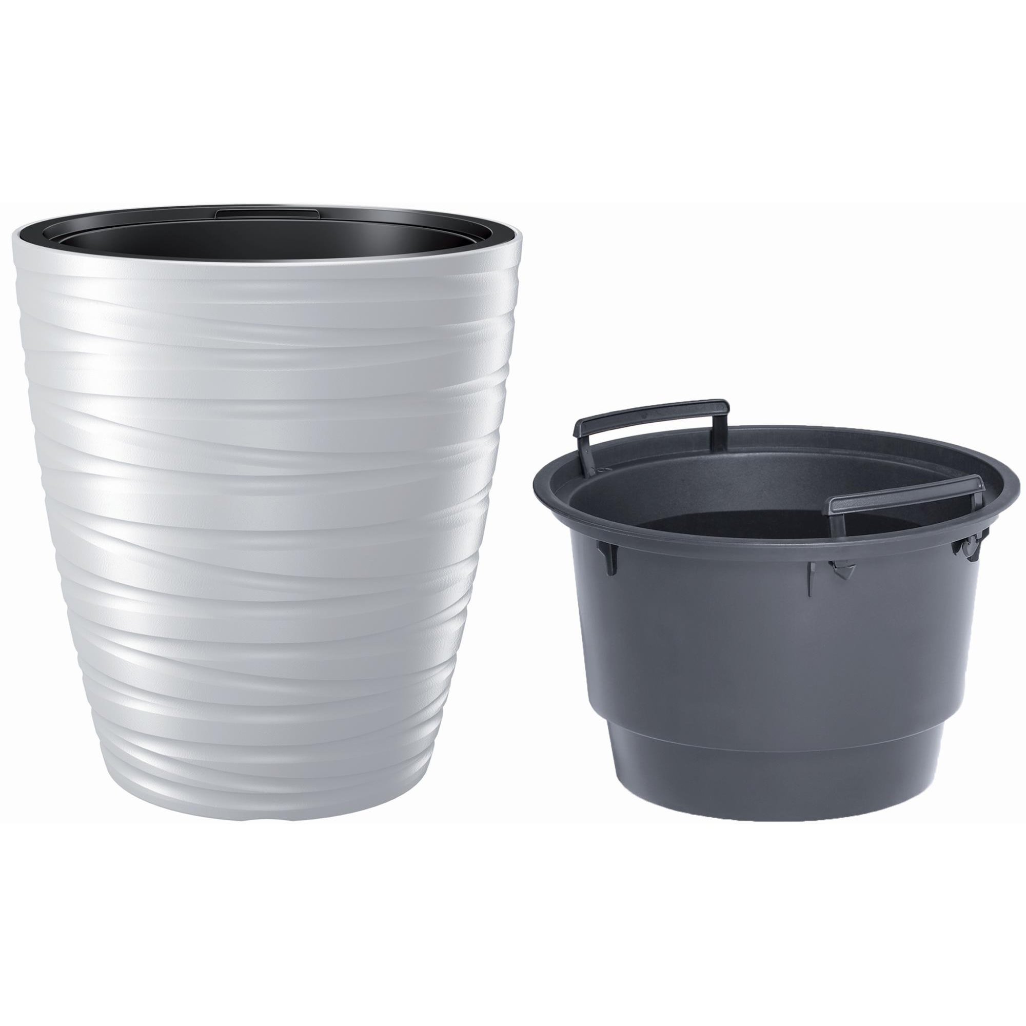 Maceta con deposito 16l maze de plastico en color blanco 29,6 (largo) x 29,6 (ancho) x 32,9 (alto) cm
