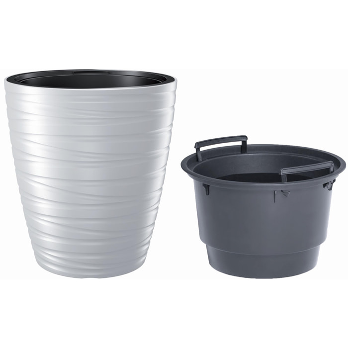 Maceta con deposito 16l maze de plastico en color blanco 29,6 (largo) x 29,6 (ancho) x 32,9 (alto) cm