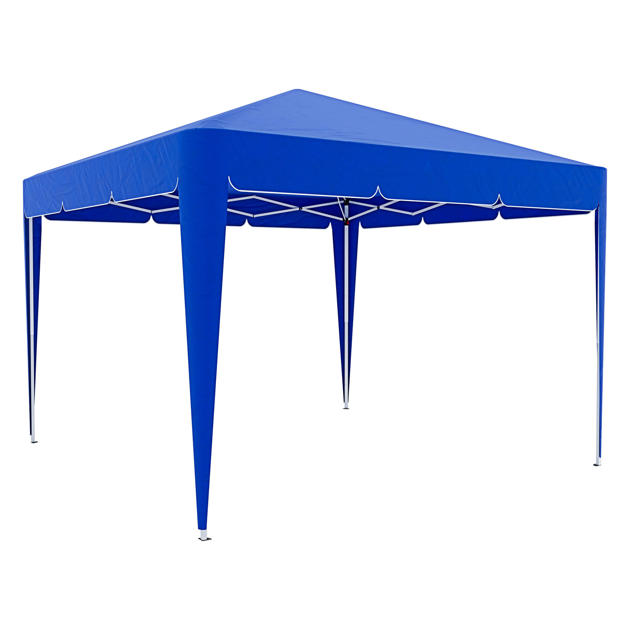 Gazebo Pieghevole Impermeabile 3 x 3 M Da Giardino Con 4 Sacche Pesi Sacca Trasporto Chiusura Fisarmonica Struttura Acciaio Copertura 160 gr/m² Blu