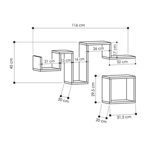 Mensola Dhenriqu, Scaffale, Ripiano a muro, Scaffalatura multiuso, 116x20h45 cm, Antracite