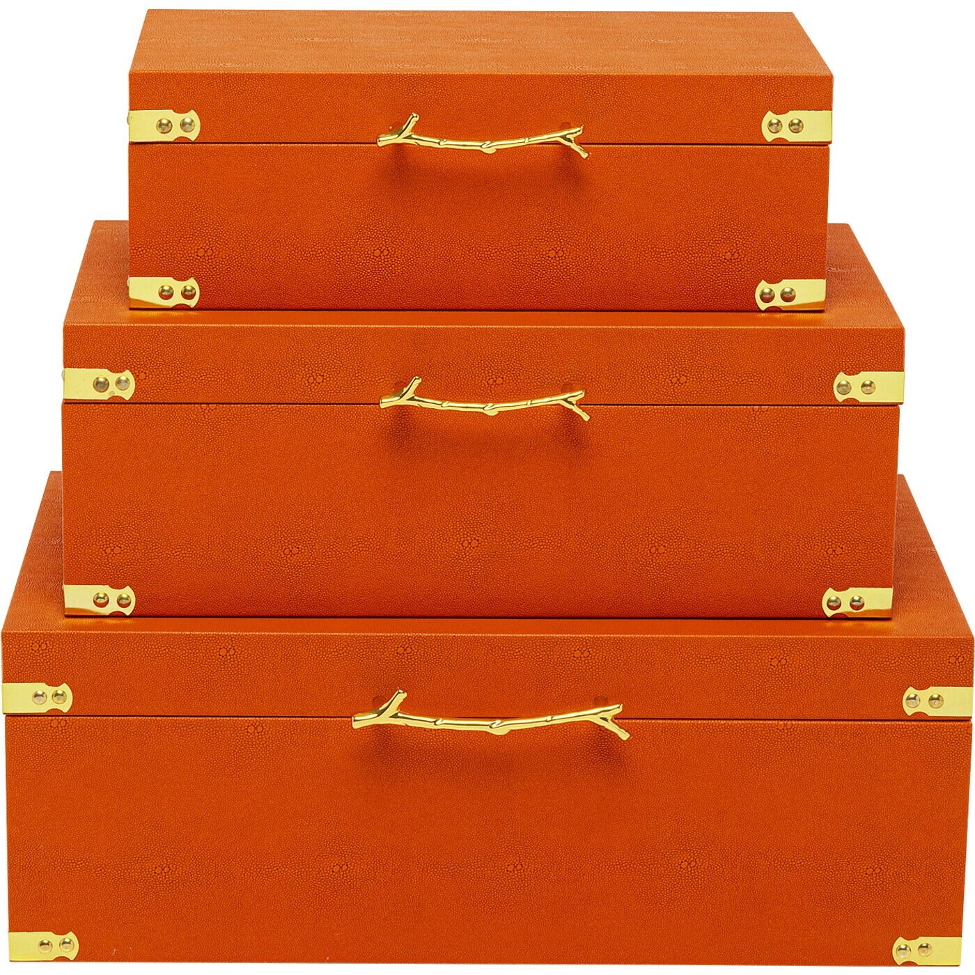 Boîtes Noah oranges set de 3 Kare Design