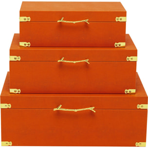 Boîtes Noah oranges set de 3 Kare Design