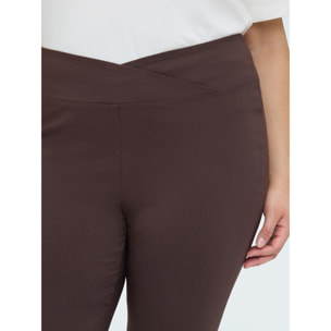 Fiorella Rubino - Pantaloni Kick Flare vita elasticizzata asimmetrica - Marrone