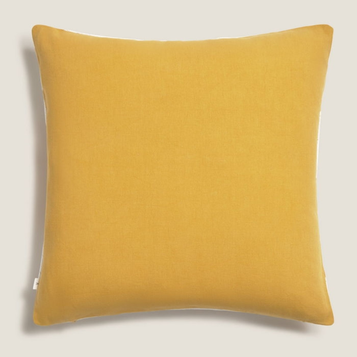 Funda de cojín algodón bordado Solfi color amarillo Algodón
