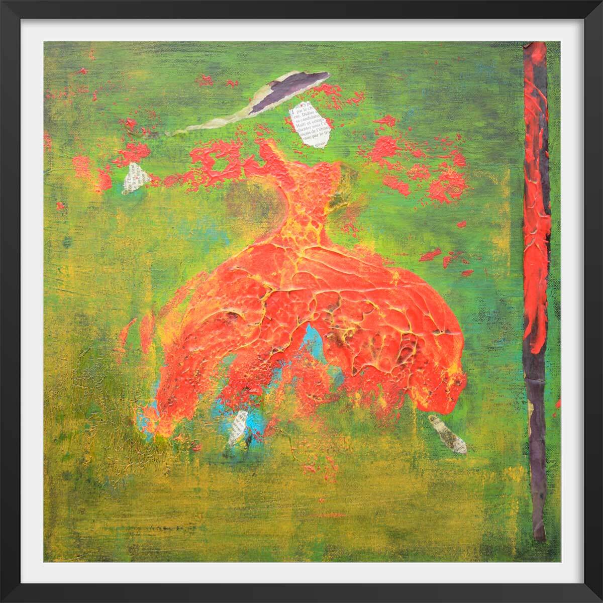 Affiche abstrait andalouse au chapeau Affiche + cadre en bois - Noir